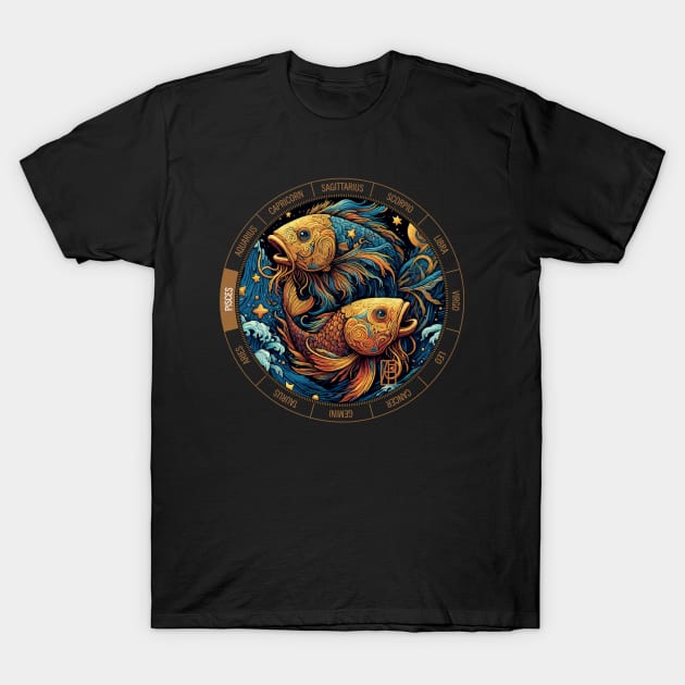 ZODIAC Pisces - Astrological PISCES - PISCES - ZODIAC sign - Van Gogh style - 1 T-Shirt by ArtProjectShop